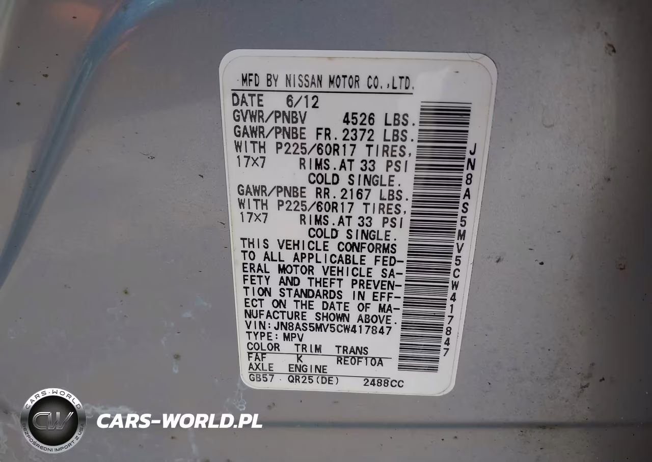 2012 Nissan Rogue Sv VIN:JN8AS5MV5CW417847 - 9