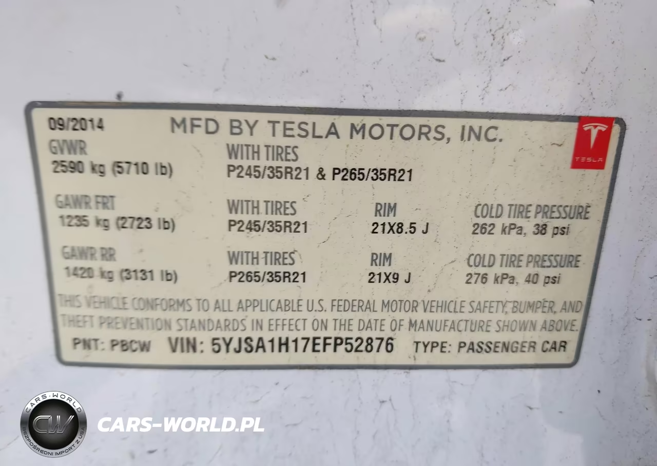 2014 Tesla Model S P85 VIN:5YJSA1H17EFP52876 - 9