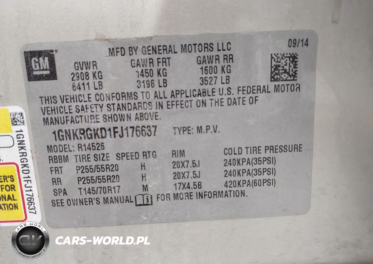 2015 Chevrolet Traverse Lt VIN:1GNKRGKD1FJ176637 - 9