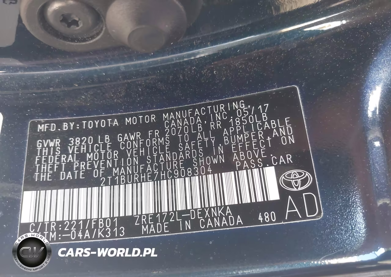 2017 Toyota Corolla Le VIN:2T1BURHE7HC908304 - 9