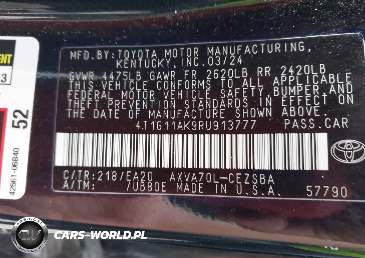 2024 Toyota Camry Se VIN:4T1G11AK9RU913777 - 9