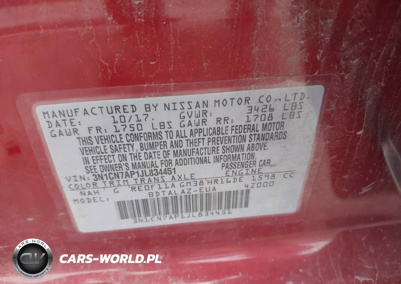 2018 Nissan Versa 1.6 S+ VIN:3N1CN7AP1JL834451 - 9