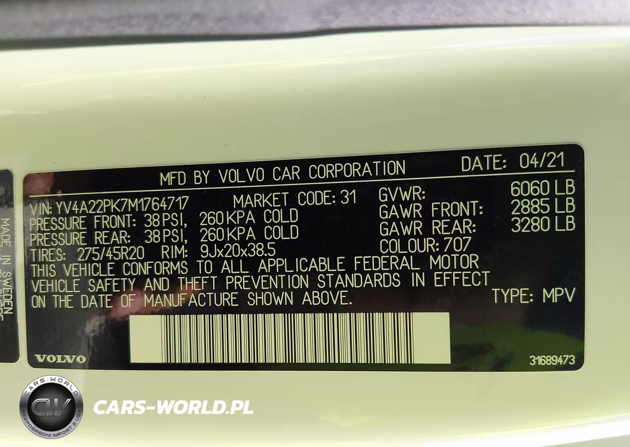 2021 Volvo Xc90 T6 Momentum 7 Passenger VIN:YV4A22PK7M1764717 - 9