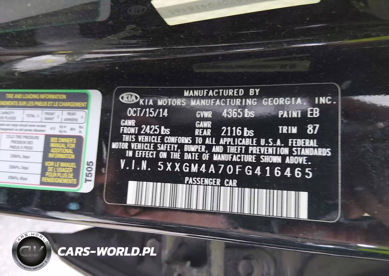 2015 Kia Optima Lx VIN:5XXGM4A70FG416465 - 9
