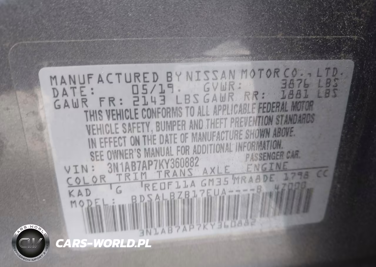 2019 Nissan Sentra S VIN:3N1AB7AP7KY360882 - 9