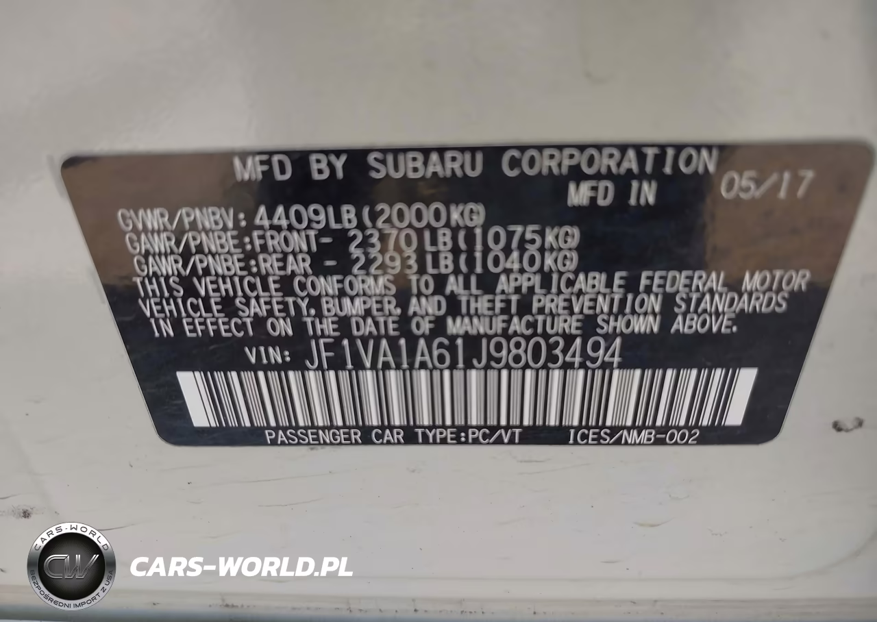 2018 Subaru Wrx VIN:JF1VA1A61J9803494 - 9