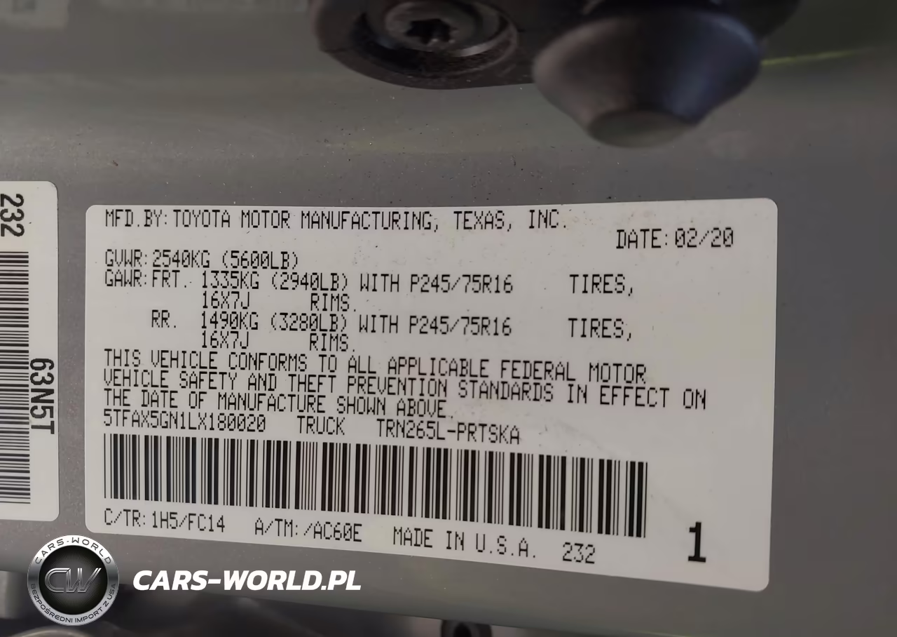 2020 Toyota Tacoma Sr5 VIN:5TFAX5GN1LX180020 - 9