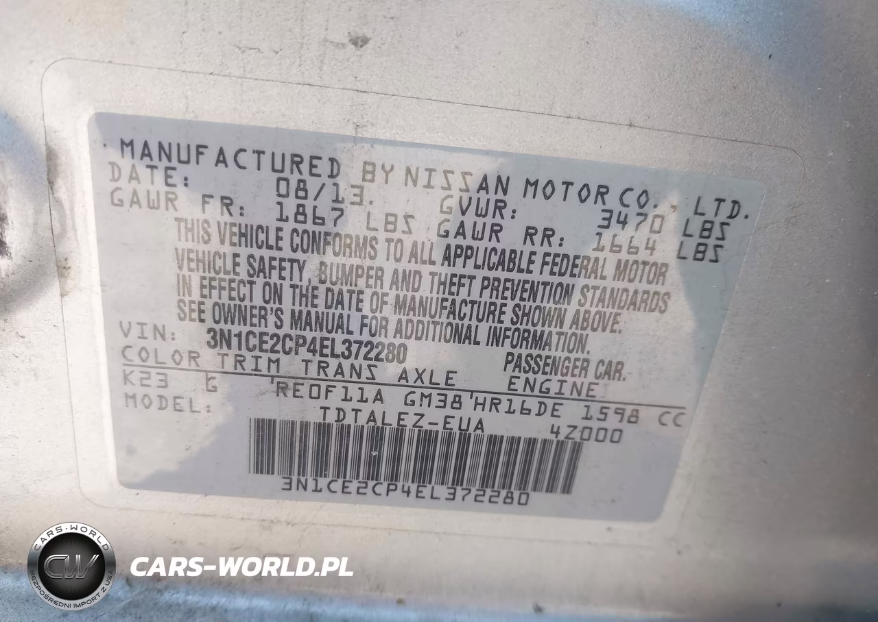 2014 Nissan Versa Note Sv VIN:3N1CE2CP4EL372280 - 9