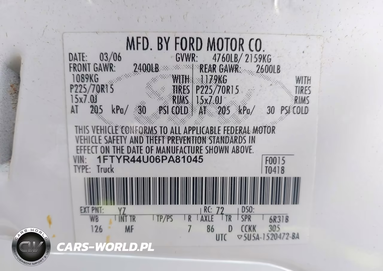 2006 Ford Ranger Sport-Stx-Xlt VIN:1FTYR44U06PA81045 - 9