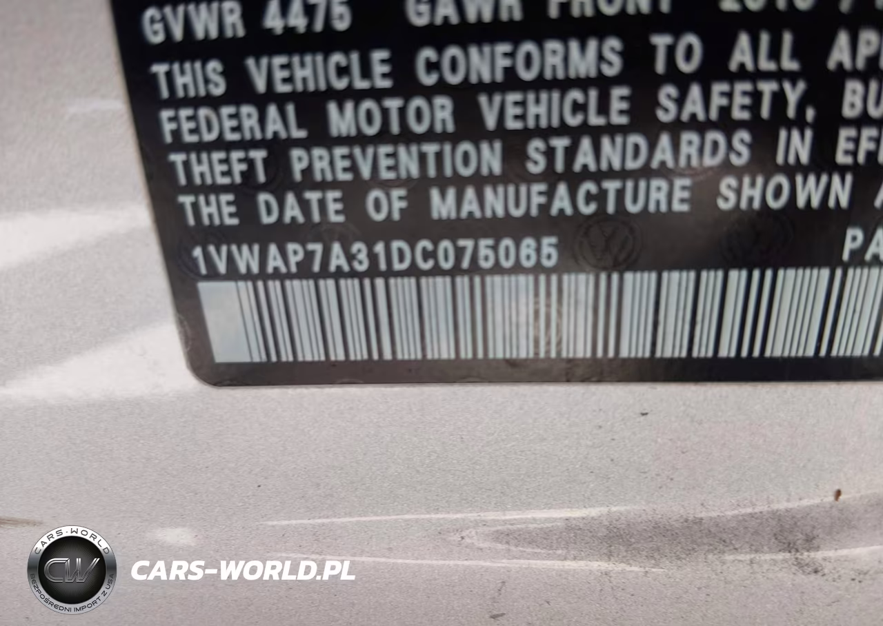 2013 Volkswagen Passat 2.5L S VIN:1VWAP7A31DC075065 - 9