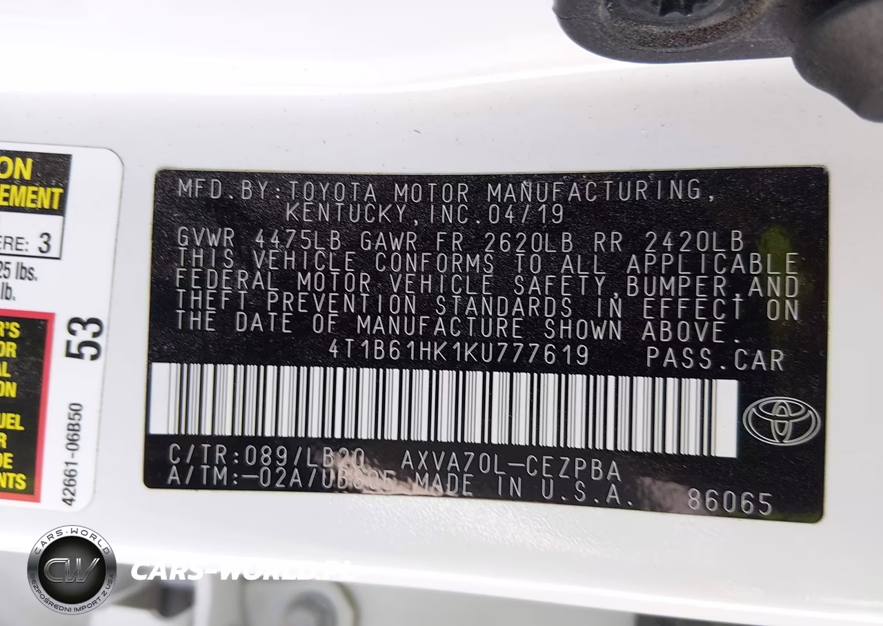 2019 Toyota Camry Xse VIN:4T1B61HK1KU777619 - 7