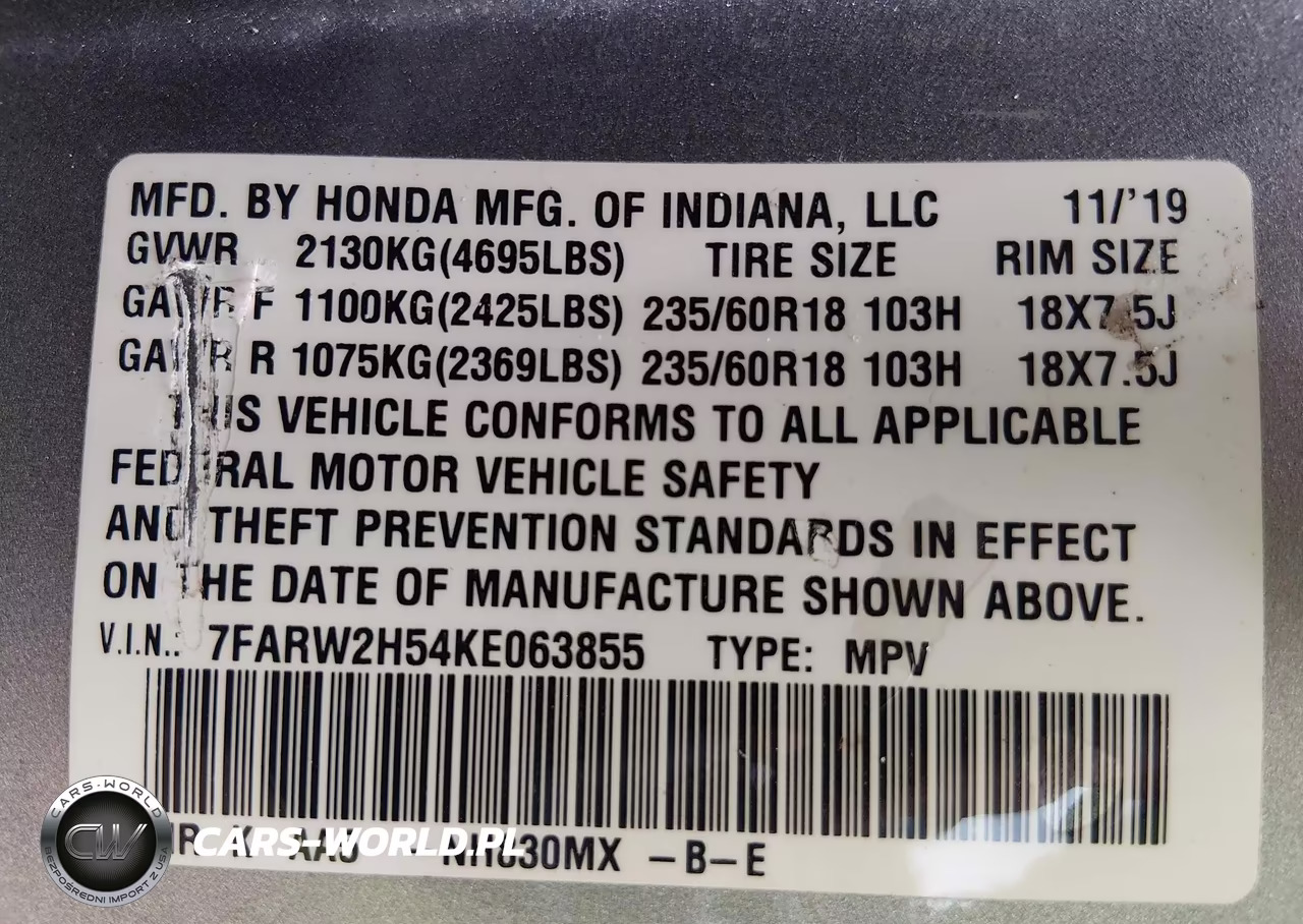 2019 Honda Cr-V Ex VIN:7FARW2H54KE063855 - 9