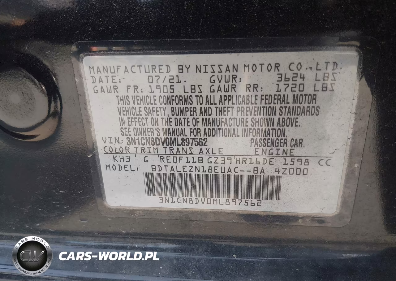 2021 Nissan Versa S Xtronic Cvt VIN:3N1CN8DV0ML897562 - 9
