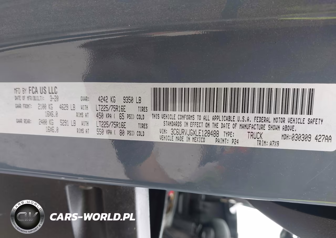2020 Ram Promaster 3500 Cargo Van High Roof 159 Wb Ext VIN:3C6URVJGXLE128488 - 9