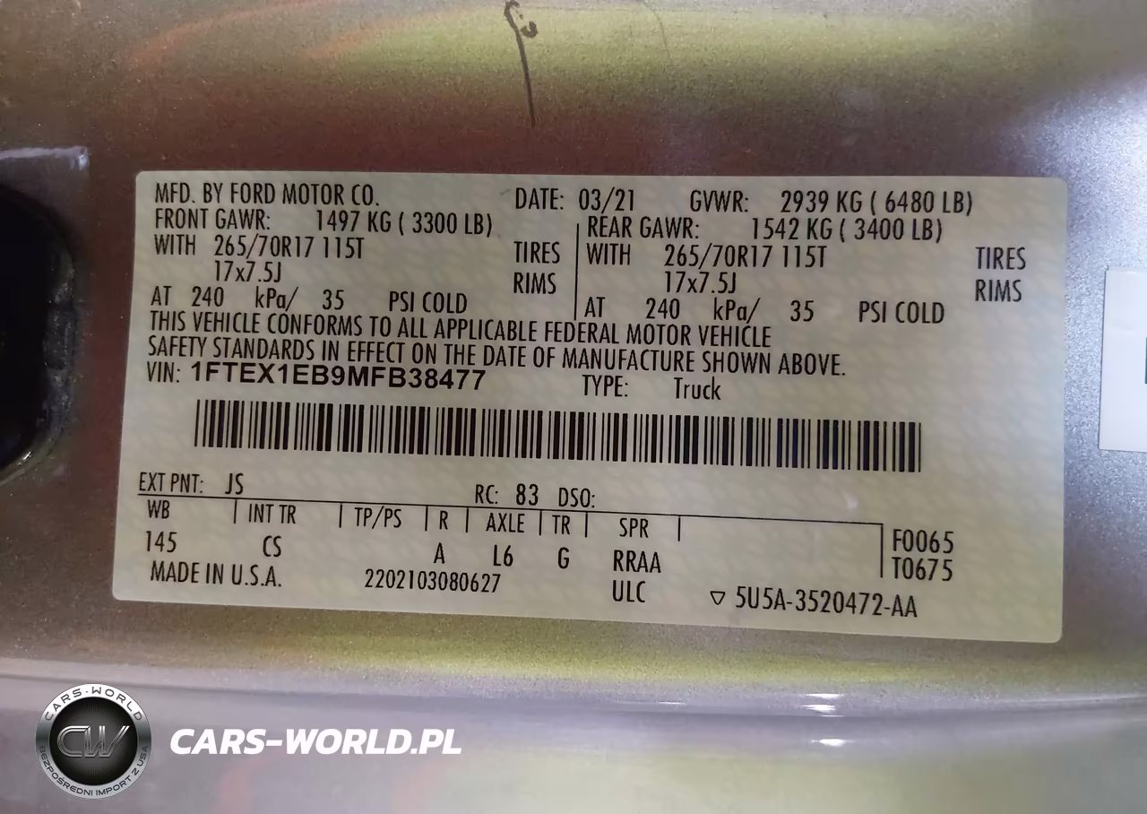 2021 Ford F-150 Xl VIN:1FTEX1EB9MFB38477 - 9