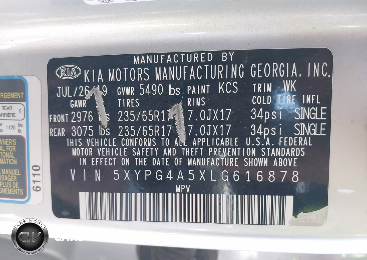 2020 Kia Sorento 3.3L Lx VIN:5XYPG4A5XLG616878 - 9