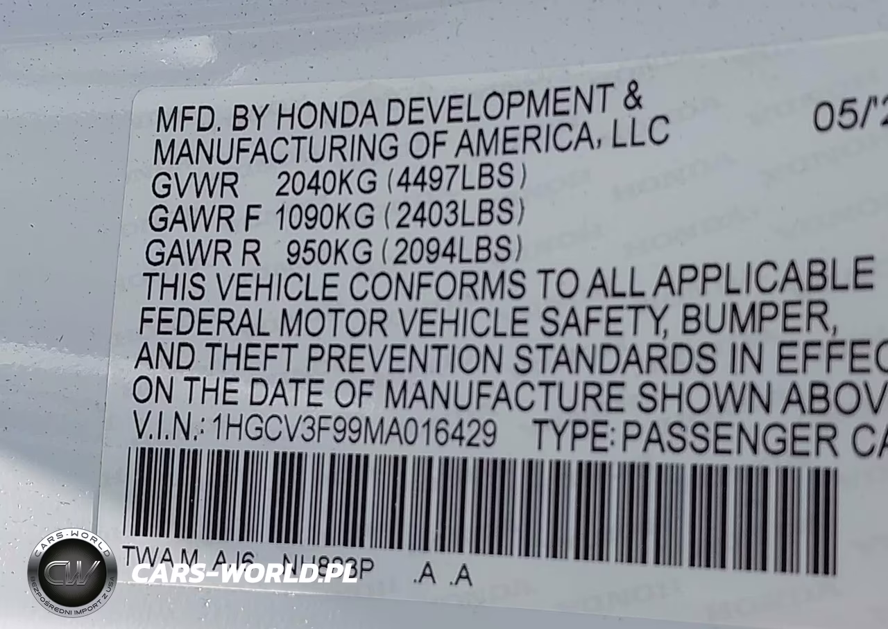2021 Honda Accord Hybrid Touring VIN:1HGCV3F99MA016429 - 9