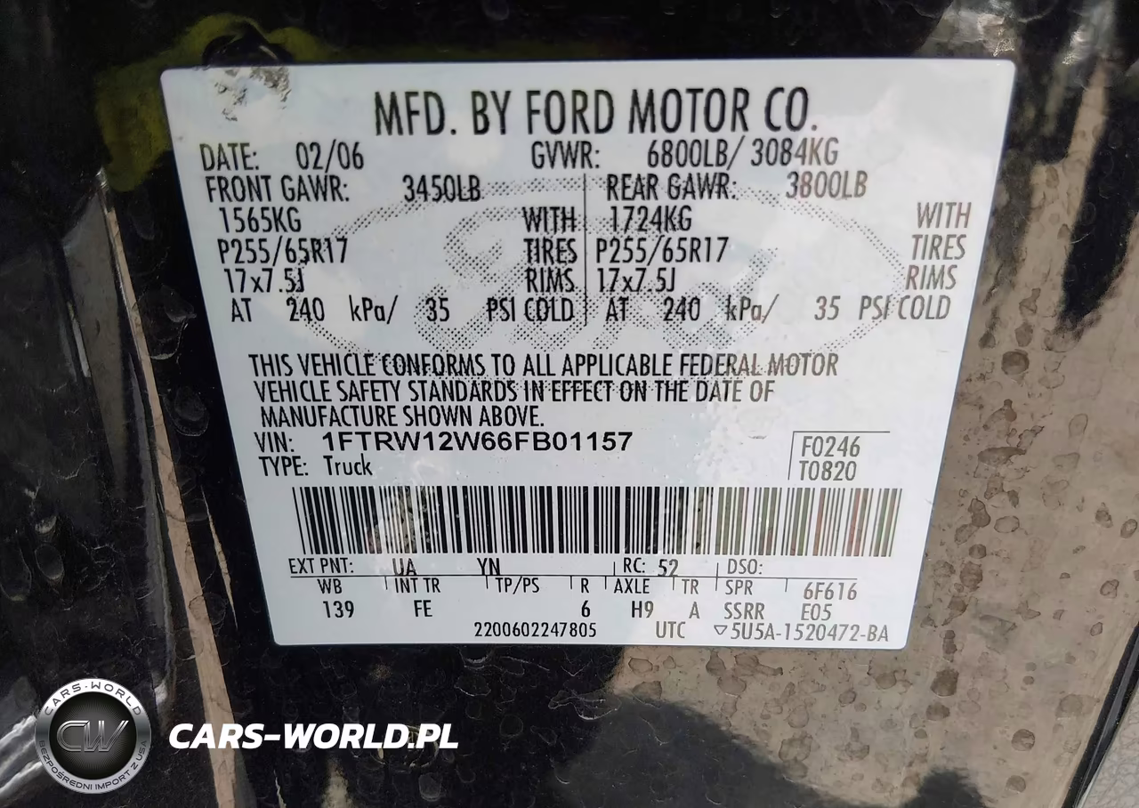 2006 Ford F-150 Xlt VIN:1FTRW12W66FB01157 - 9