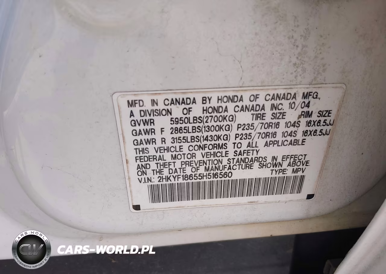 2005 Honda Pilot Ex-L VIN:2HKYF18655H516560 - 9