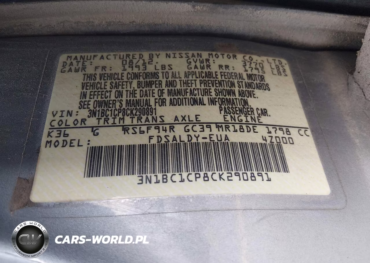 2012 Nissan Versa 1.8 S VIN:3N1BC1CP8CK290891 - 9