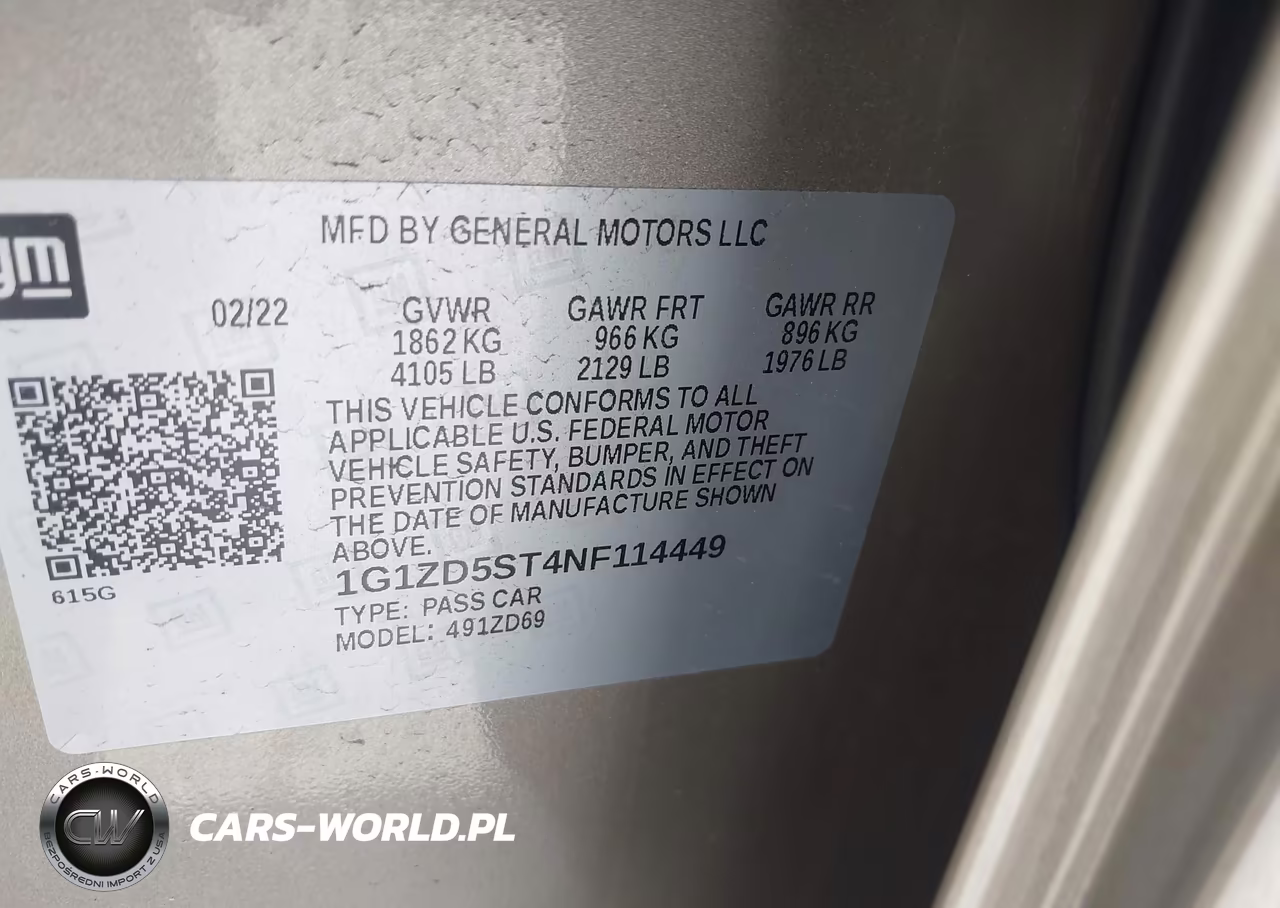 2022 Chevrolet Malibu Fwd Lt VIN:1G1ZD5ST4NF114449 - 9