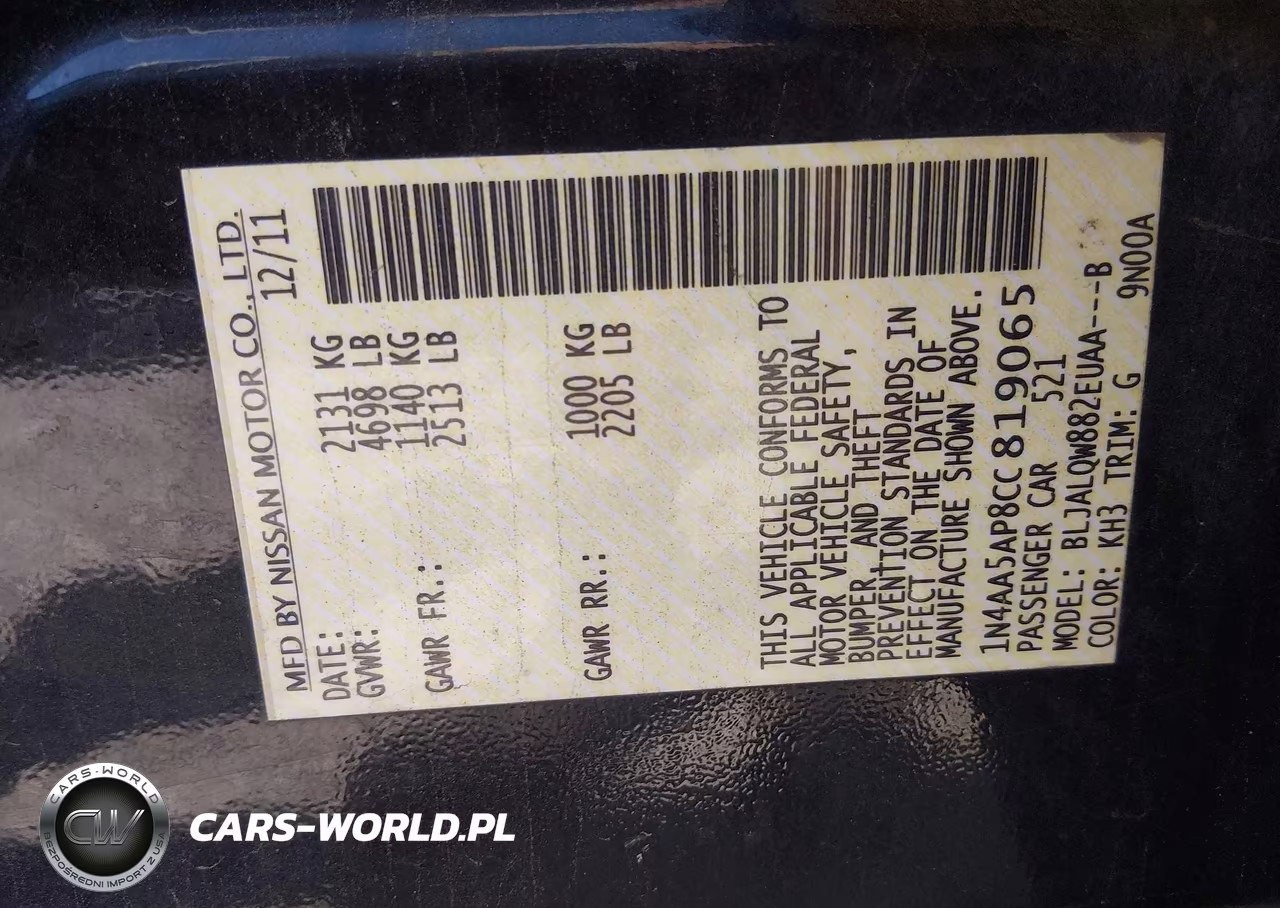 2012 Nissan Maxima 3.5 S VIN:1N4AA5AP8CC819065 - 9