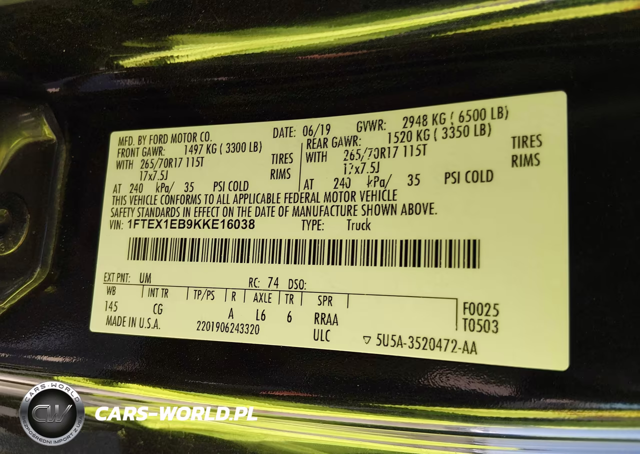 2019 Ford F-150 Xl VIN:1FTEX1EB9KKE16038 - 9