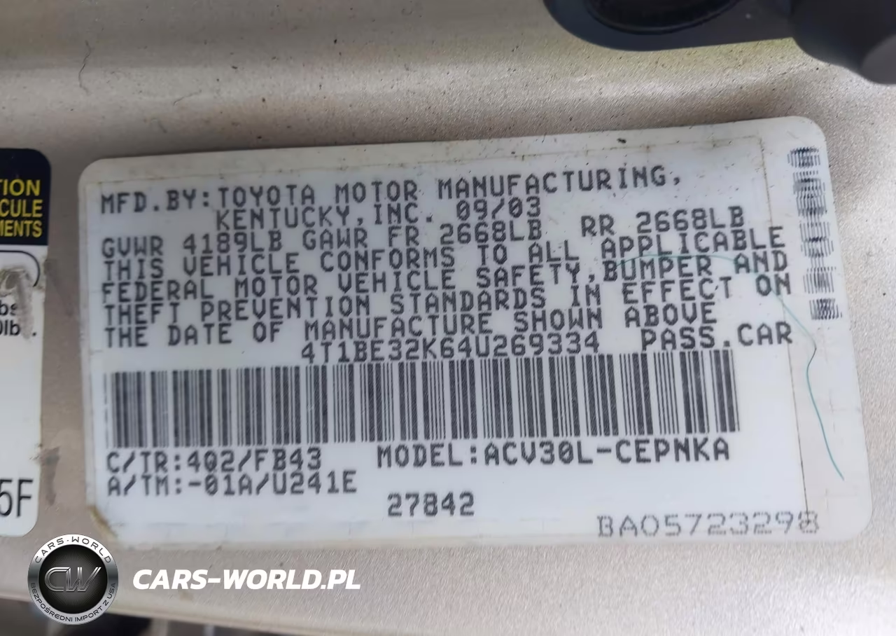 2004 Toyota Camry Le VIN:4T1BE32K64U269334 - 9