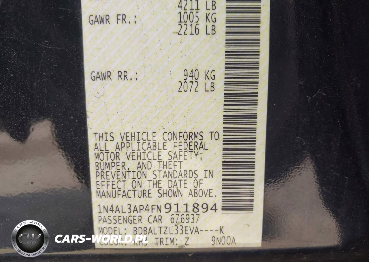 2015 Nissan Altima 2.5 Sl VIN:1N4AL3AP4FN911894 - 9