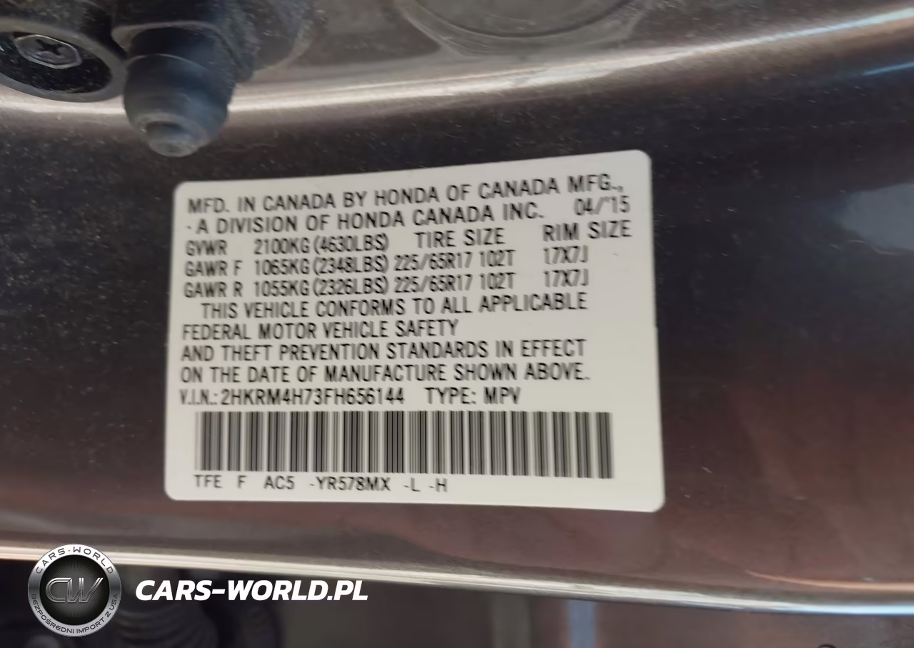 2015 Honda Cr-V Ex-L VIN:2HKRM4H73FH656144 - 9