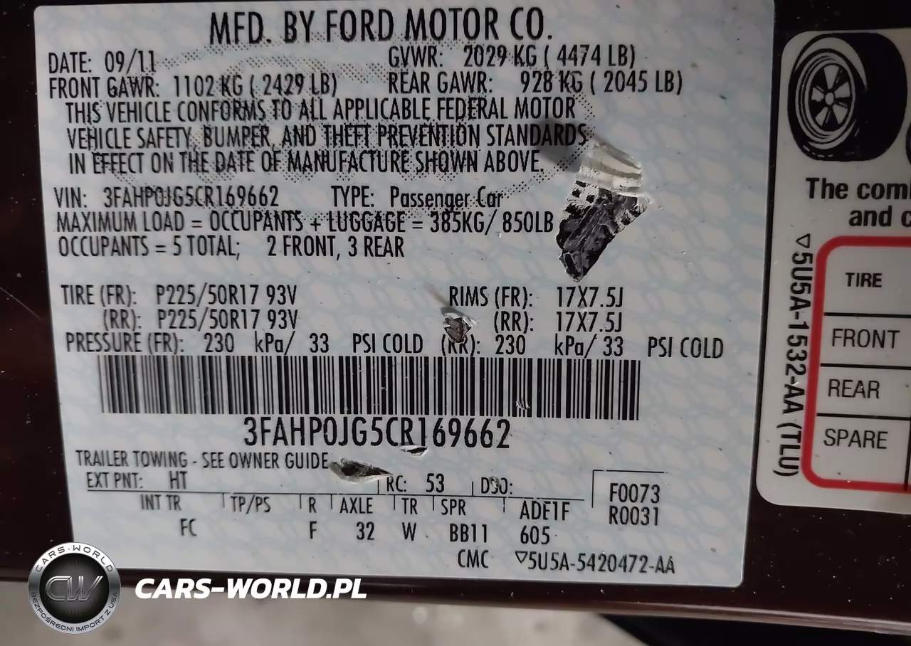 2012 Ford Fusion Sel VIN:3FAHP0JG5CR169662 - 9