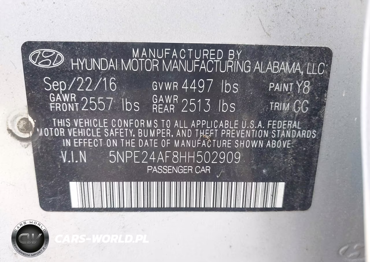 2017 Hyundai Sonata VIN:5NPE24AF8HH502909 - 9