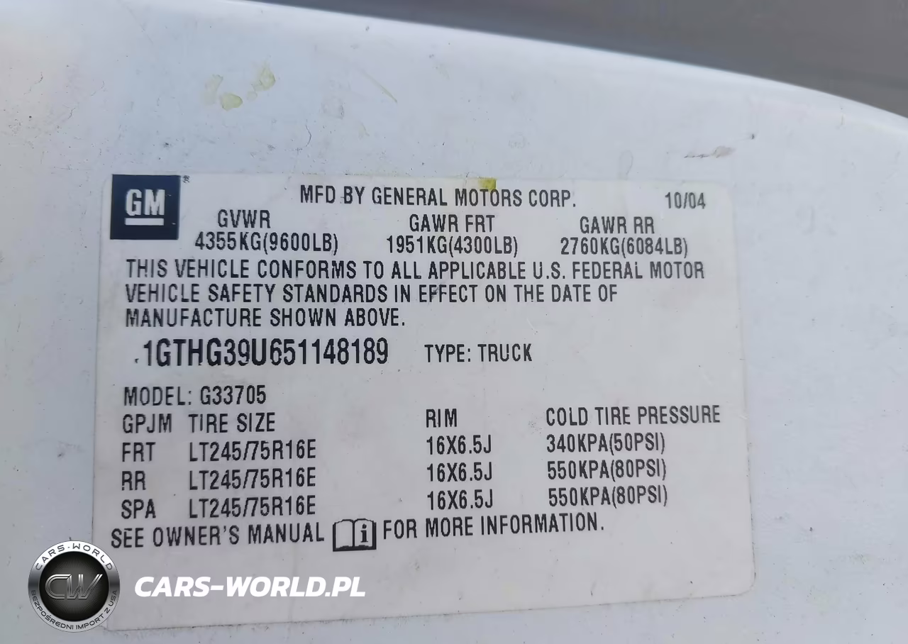 2005 GMC Savana Cargo Van Standard VIN:1GTHG39U651148189 - 9