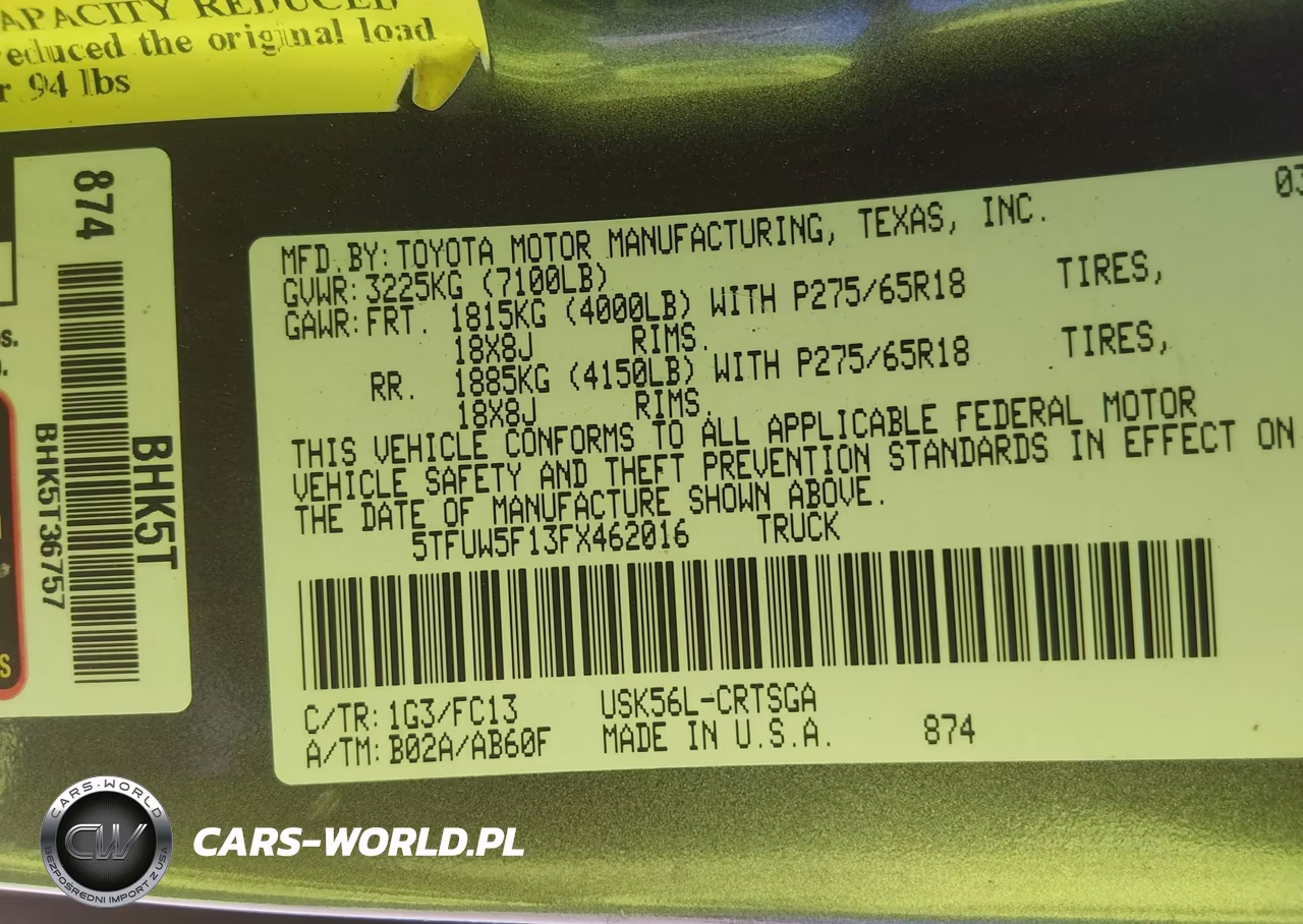 2015 Toyota Tundra Sr5 5.7L V8 VIN:5TFUW5F13FX462016 - 9