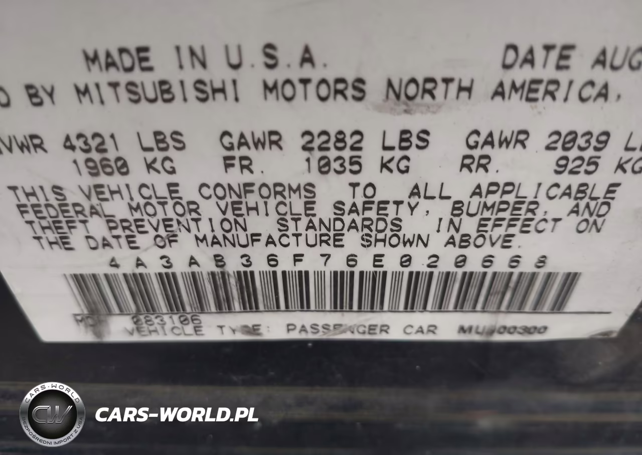 2006 Mitsubishi Galant Es-Se VIN:4A3AB36F76E020668 - 9