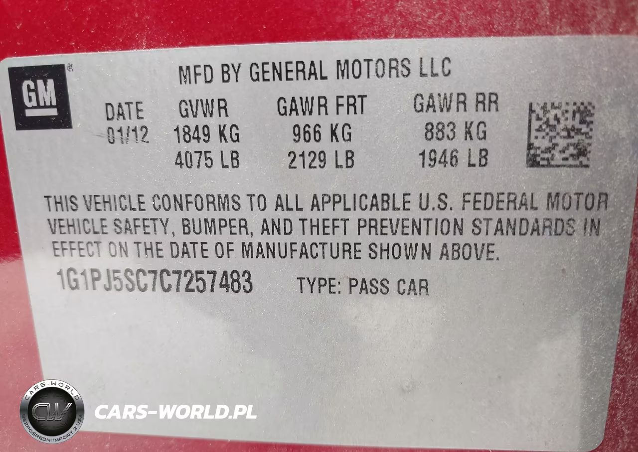2012 Chevrolet Cruze Eco VIN:1G1PJ5SC7C7257483 - 9