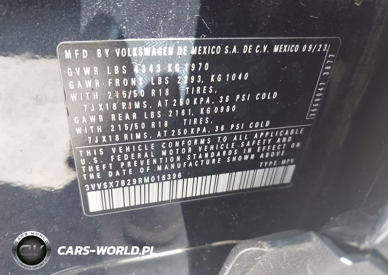 2024 Volkswagen Taos 1.5T Se VIN:3VVSX7B29RM016396 - 9
