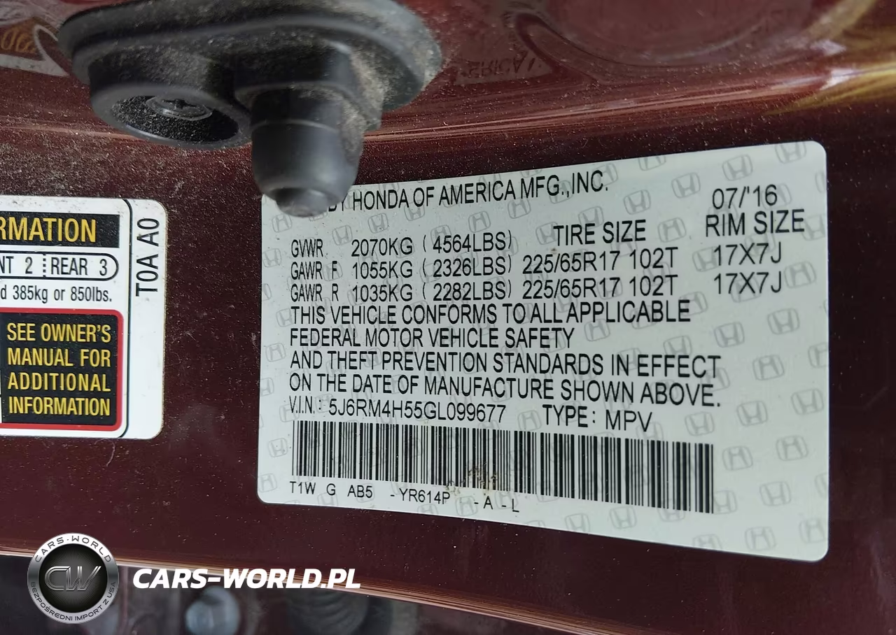2016 Honda Cr-V Ex VIN:5J6RM4H55GL099677 - 9