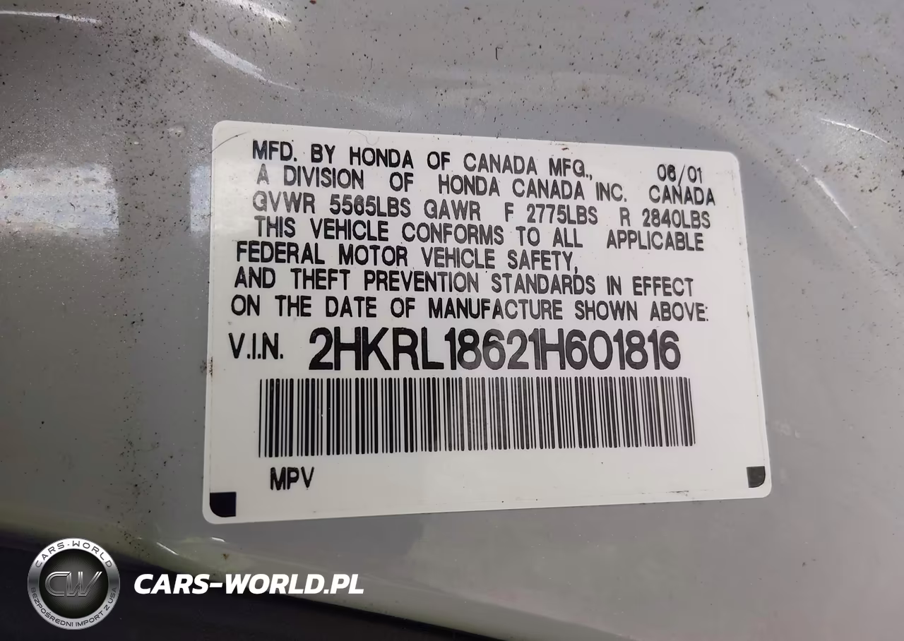 2001 Honda Odyssey Ex VIN:2HKRL18621H601816 - 9