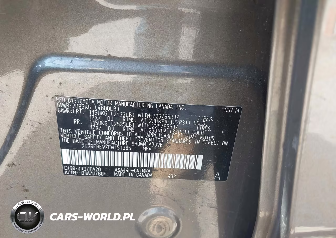 2014 Toyota Rav4 Xle VIN:2T3RFREV7EW151385 - 9