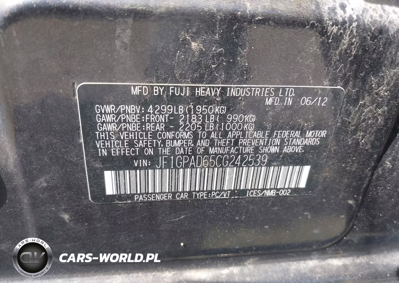 2012 Subaru Impreza 2.0I Premium VIN:JF1GPAD65CG242539 - 9
