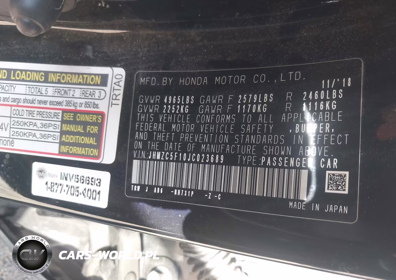 2018 Honda Clarity Plug-In Hybrid VIN:JHMZC5F10JC023689 - 9