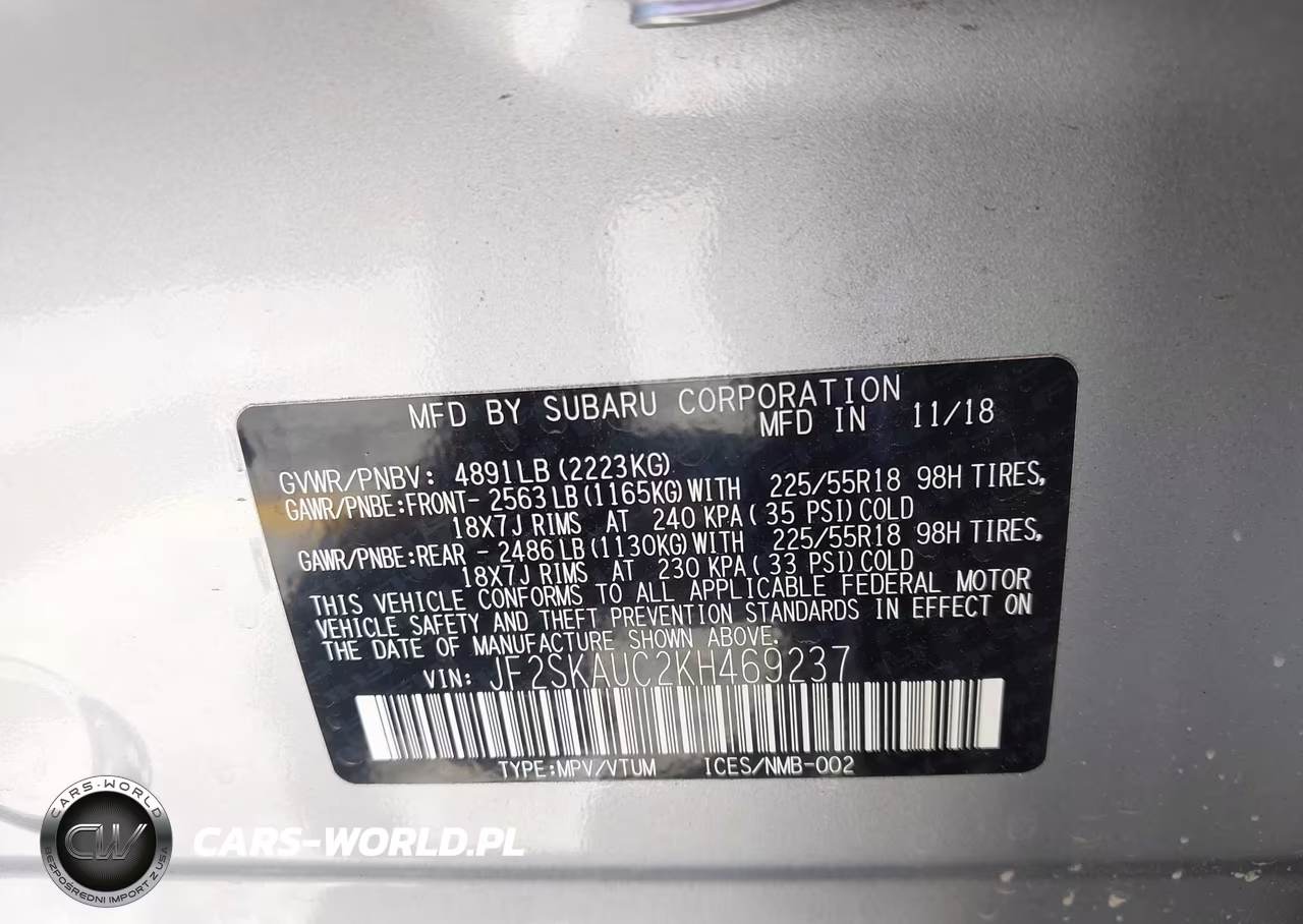 2019 Subaru Forester Limited VIN:JF2SKAUC2KH469237 - 9