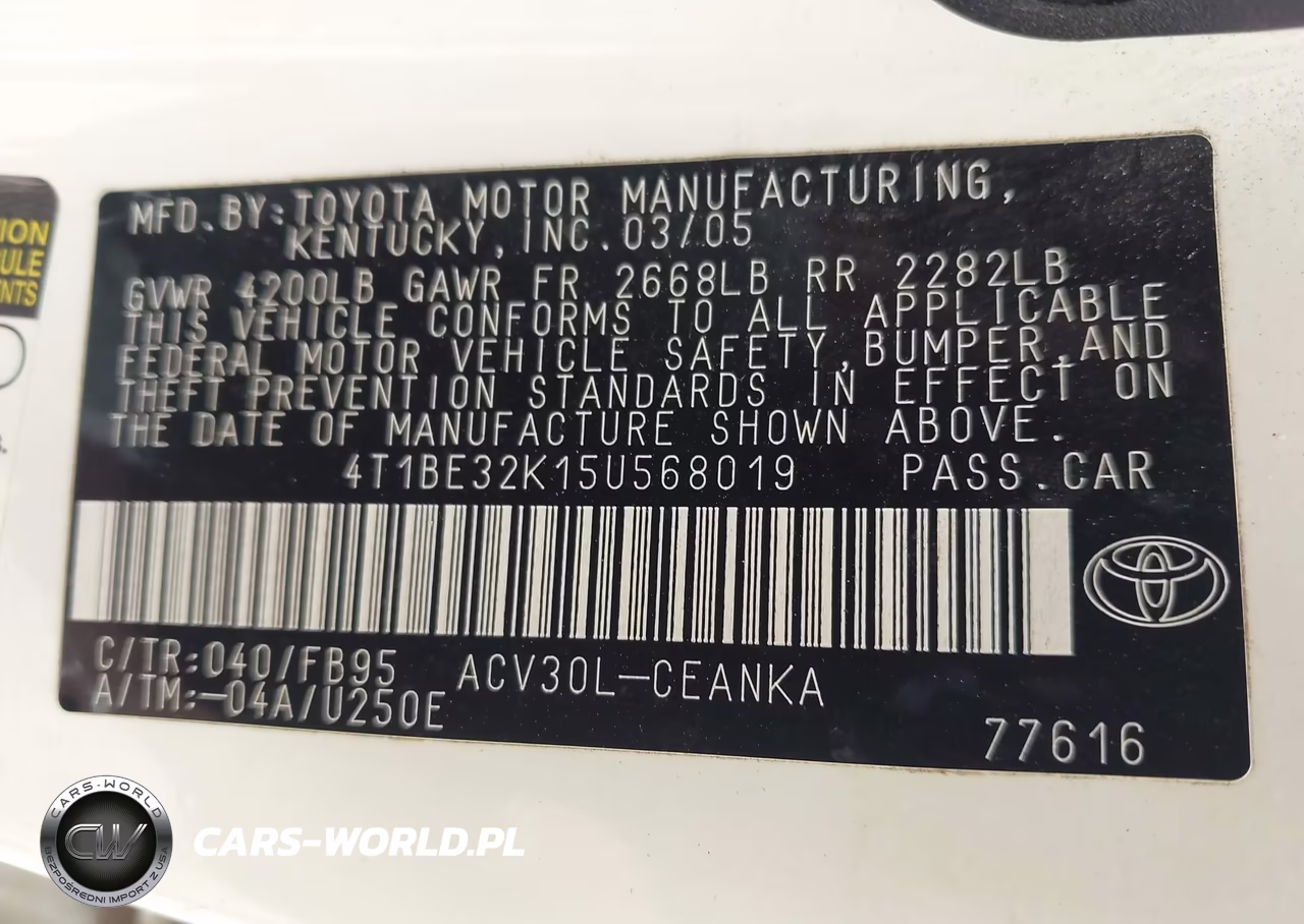 2005 Toyota Camry Le VIN:4T1BE32K15U568019 - 9
