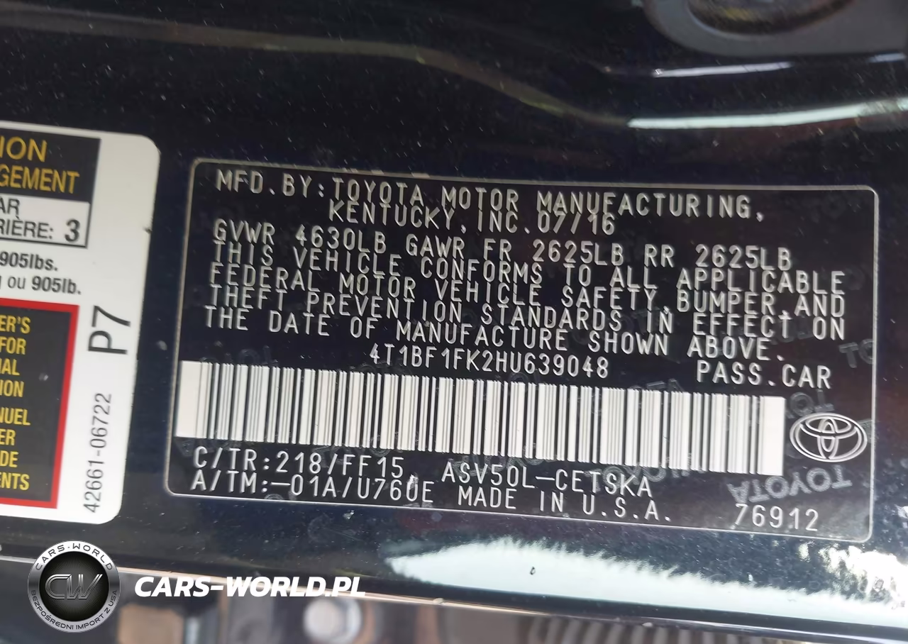 2017 Toyota Camry Se VIN:4T1BF1FK2HU639048 - 9
