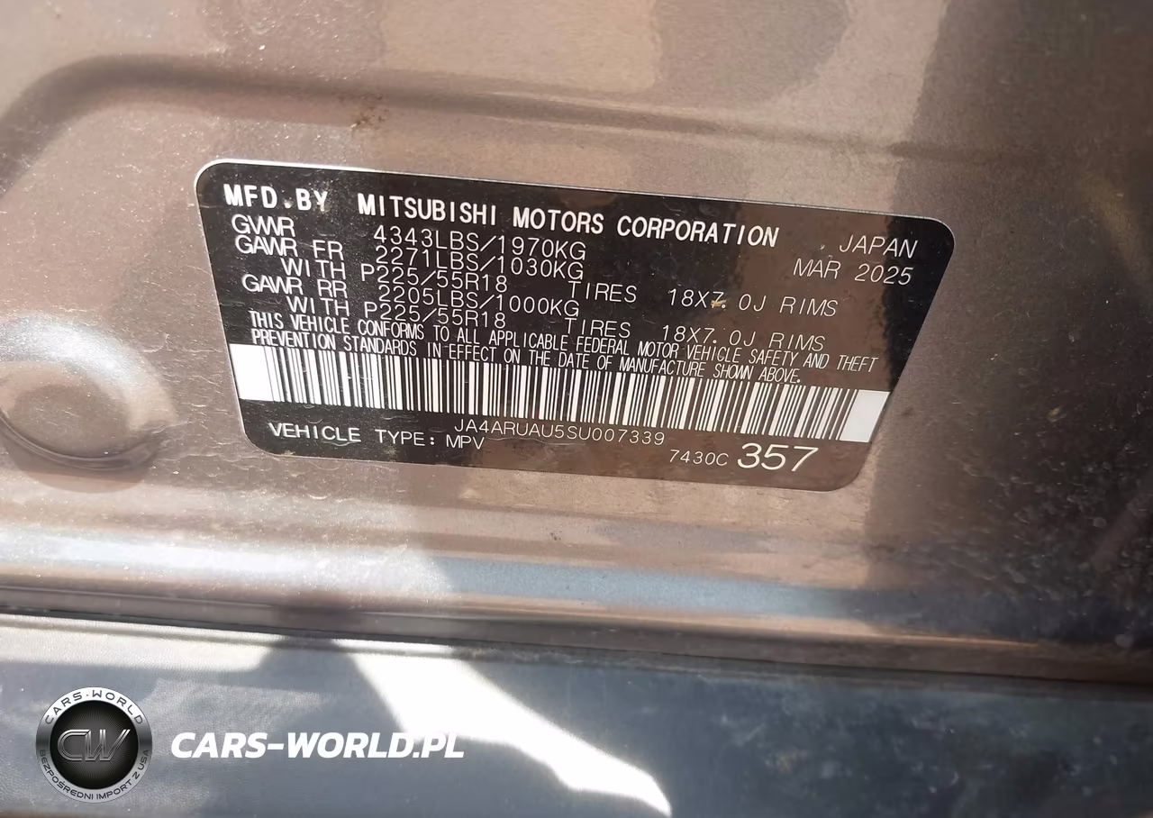 2025 Mitsubishi Outlander Sport 2.0 Es Awc-2.0 Le Awc-2.0 S Awc-2.0 Se Awc-2.0 Trail Edition Awc VIN:JA4ARUAU5SU007339 - 9