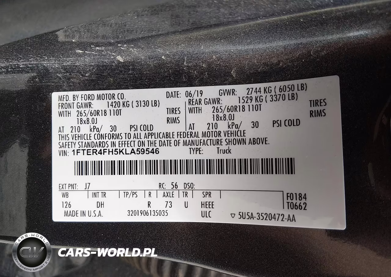 2019 Ford Ranger Lariat VIN:1FTER4FH5KLA59546 - 9