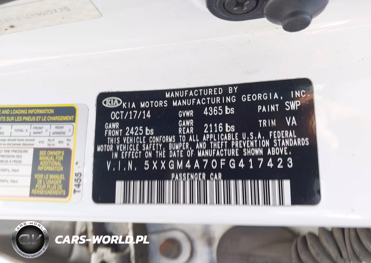2015 Kia Optima Lx VIN:5XXGM4A70FG417423 - 9