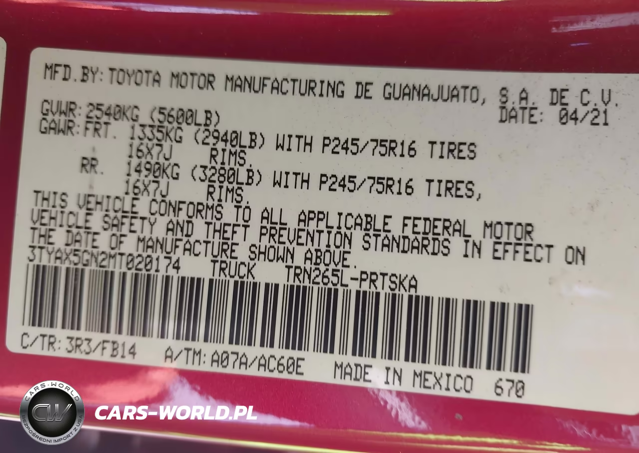 2021 Toyota Tacoma Sr VIN:3TYAX5GN2MT020174 - 9