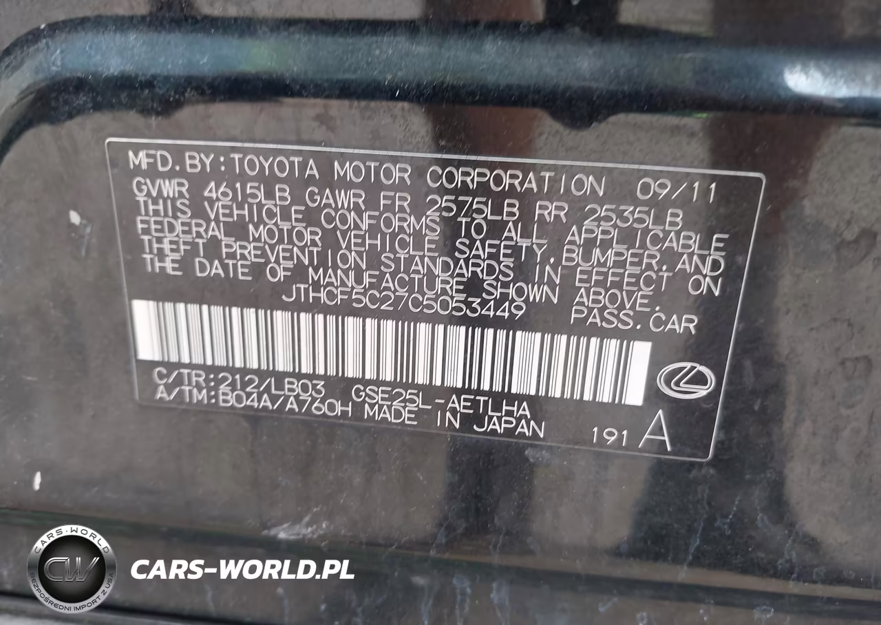 2012 Lexus Is 250 VIN:JTHCF5C27C5053449 - 9